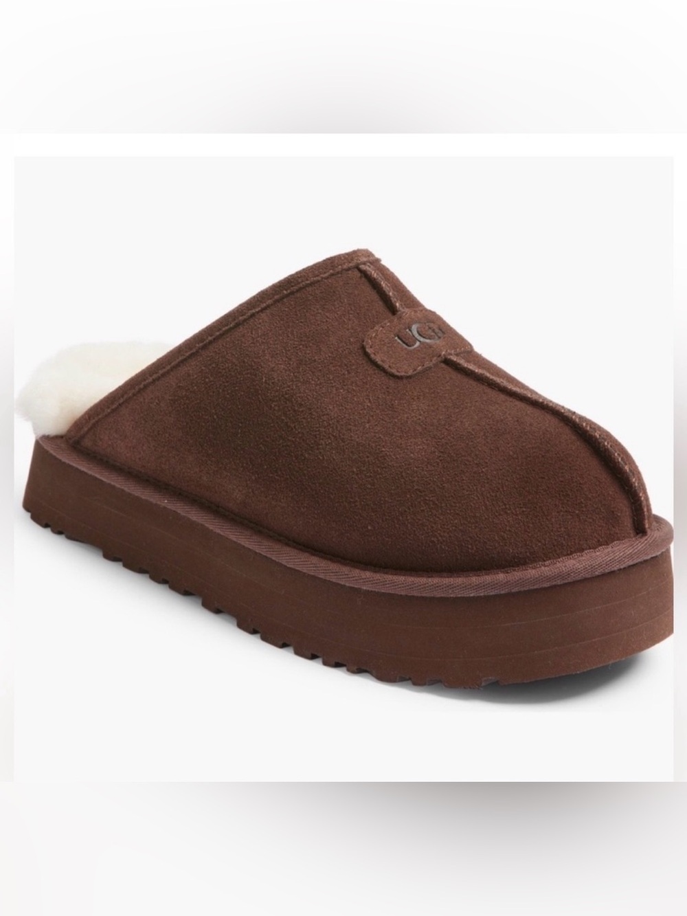 UGG Tasman Slippers Brown Suede Sheepskin Lined Platform Women’s Size 9